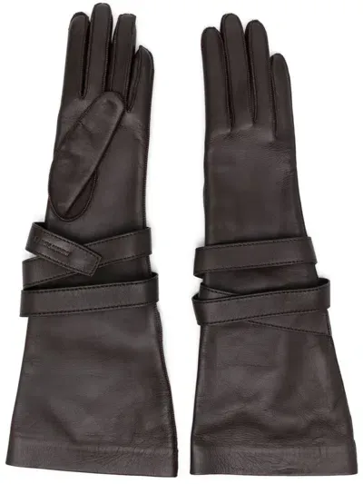 Saint Laurent Aviator Gloves In Brown