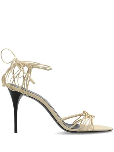 Saint Laurent Babylone Leather Sandals In Neutral