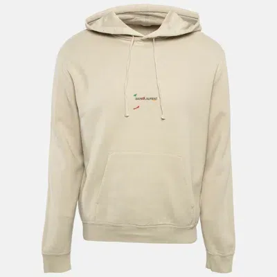 Pre-owned Saint Laurent Beige Cotton Knit Hoodie L