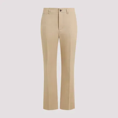 Saint Laurent Cotton Drill Pants In Neutrals