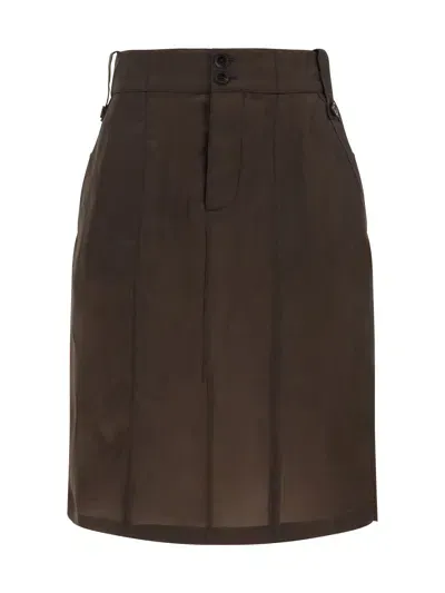 Saint Laurent Bemberg Skirt In Chocolat