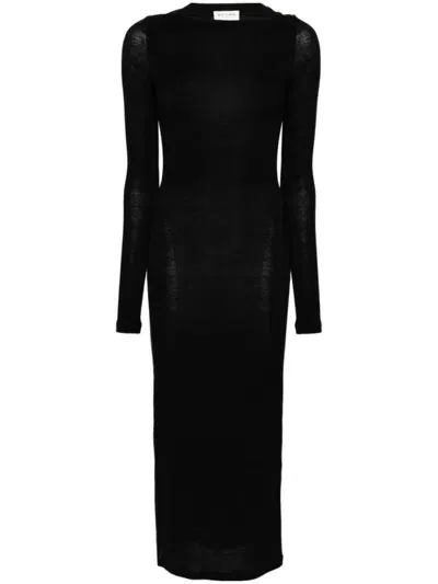 Saint Laurent Open-back Wool, Cashmere And Silk-blend Maxi Dress In Black