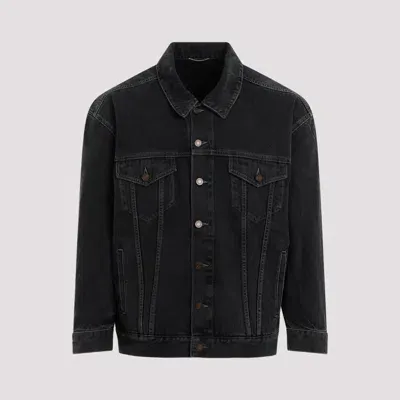 Saint Laurent Egg Shape Denim Jacket In Black