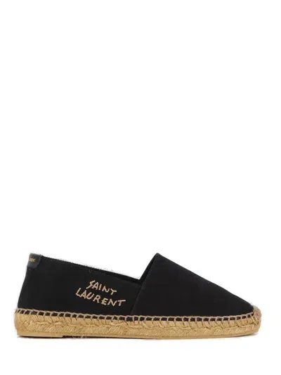 Saint Laurent Black Espadrilles With Logo Lettering