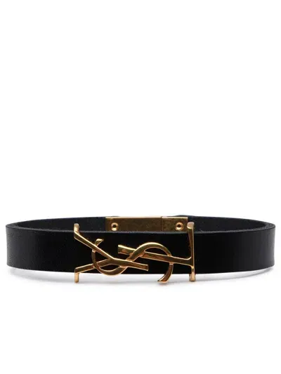 Saint Laurent Black Leather Bracelet