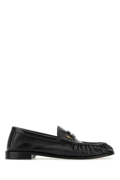 Saint Laurent Le Loafer Monogram Logo-appliquéd Leather Penny Loafers In Black