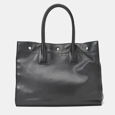 Pre-owned Saint Laurent Black Leather Rive Gauche Tote Bag