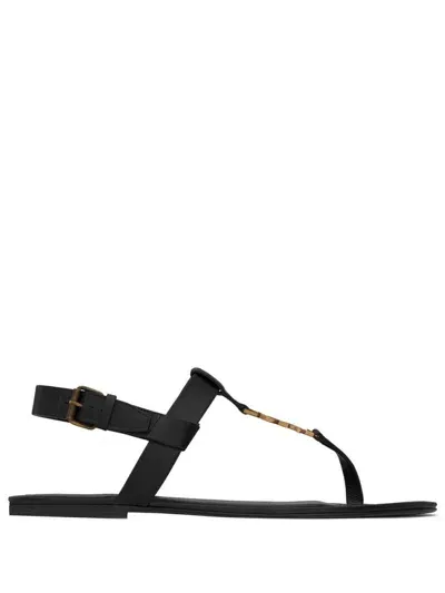 Saint Laurent Zehensandalen Cassandra Aus Leder In Black