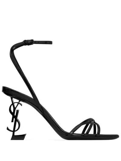 Saint Laurent Opyum 110mm Logo-plaque Sandals In Black