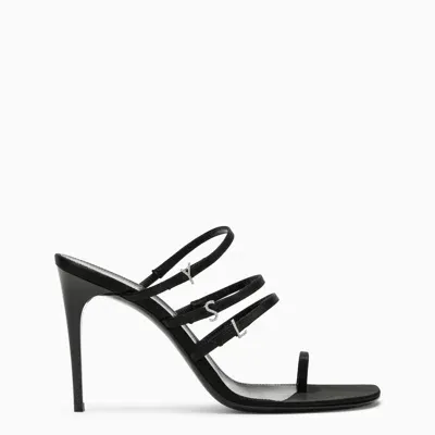 Saint Laurent Black Silk And Leather Sandal