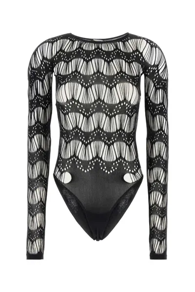 Saint Laurent Black Stretch Nylon Bodysuit