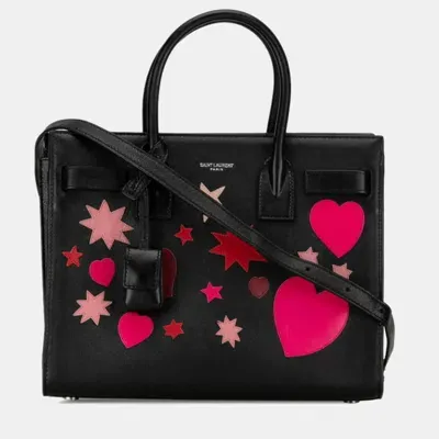 Pre-owned Saint Laurent Black/pink Leather Classic Sac De Jour Tote Bag