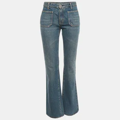 Pre-owned Saint Laurent Blue Denim Wide Leg Jeans M Waist 29"