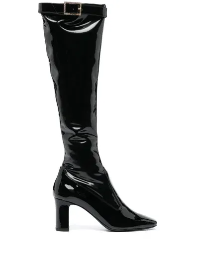 Saint Laurent Elle Square Toe Boots In Ner,nero