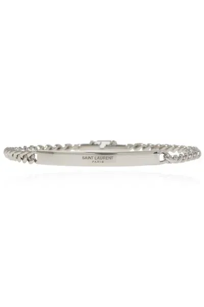 Saint Laurent Bracelet With Logo In Palladium