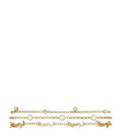 Saint Laurent Brass Multi-chain Bracelet In Metallic