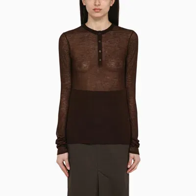 Saint Laurent Brown Hanley Sweater In Wool Blend In Black