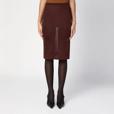 Saint Laurent Brown Semi-transparent Midi Skirt In Purple