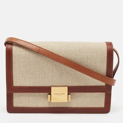 Pre-owned Saint Laurent Brown/beige Canvas Bellechasse Shoulder Bag