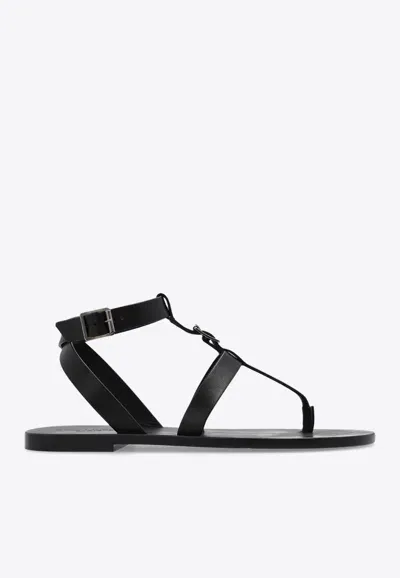 Saint Laurent Buckled Leather Sandals In Black