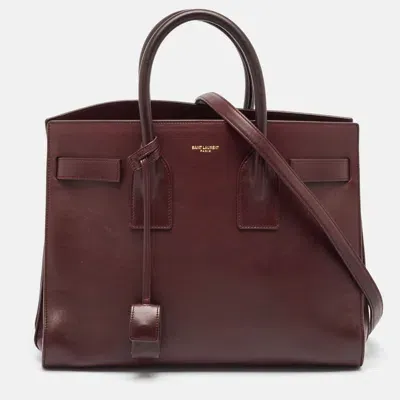 Pre-owned Saint Laurent Burgundy Leather Small Classic Sac De Jour Tote