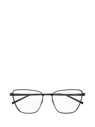 Saint Laurent Butterfly-frame Glasses In 001 Black Black Transpare