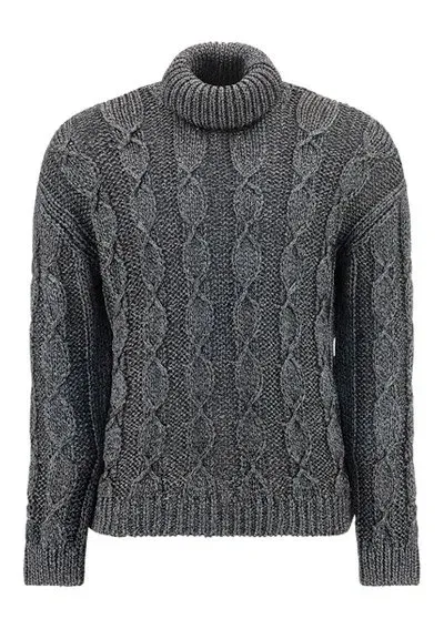 Saint Laurent Cable Knit Long In Grey