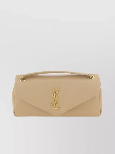 Saint Laurent Calfskin Envelope Shoulder Bag With Sliding Chain In Orange