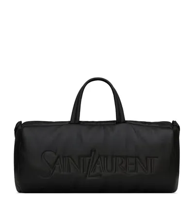 Saint Laurent Calfskin Logo Duffle Bag In Black