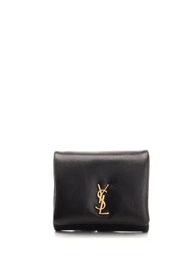 Saint Laurent Calypso Compact Wallet In Black