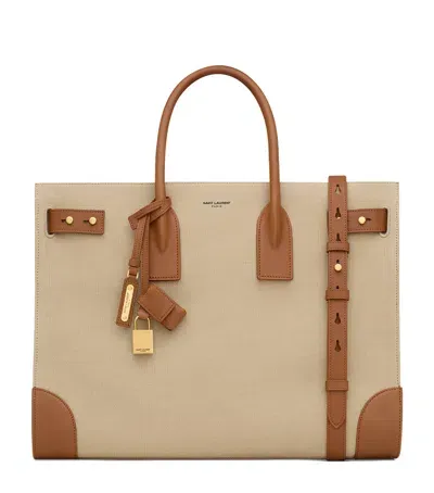 Saint Laurent Canvas Sac Du Jour Tote Bag In Nude