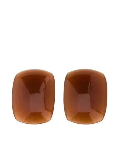 Saint Laurent Caramel Resin Earrings In Brown