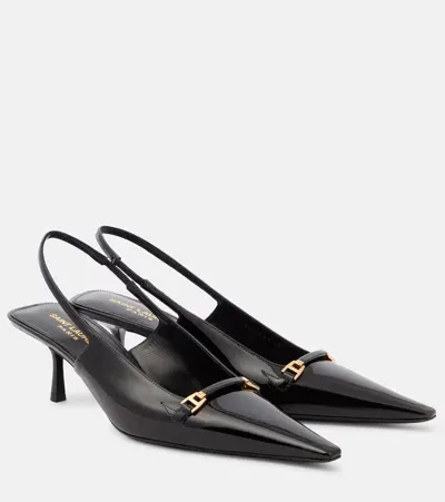 Saint Laurent Carine Patent Leather Slingback Pumps In Black