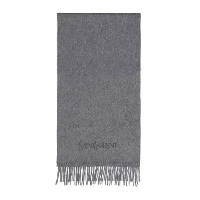 Saint Laurent Cashmere Scarf In Gray