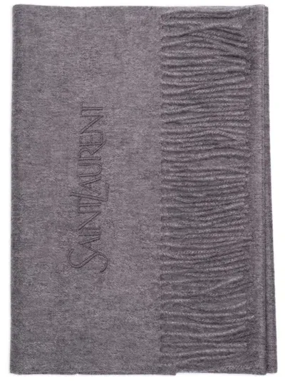 Saint Laurent Cashmere Scarf In Grey