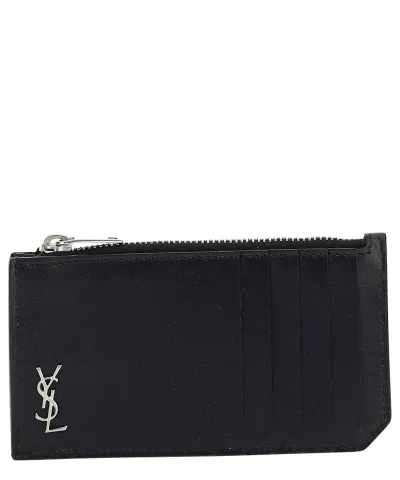 Saint Laurent Cassandra Credit Card Holder In Black