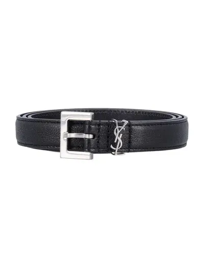 Saint Laurent Cassandre Belt In Black