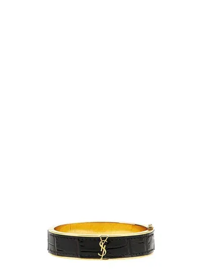 Saint Laurent 'cassandre' Bracelet In Brown