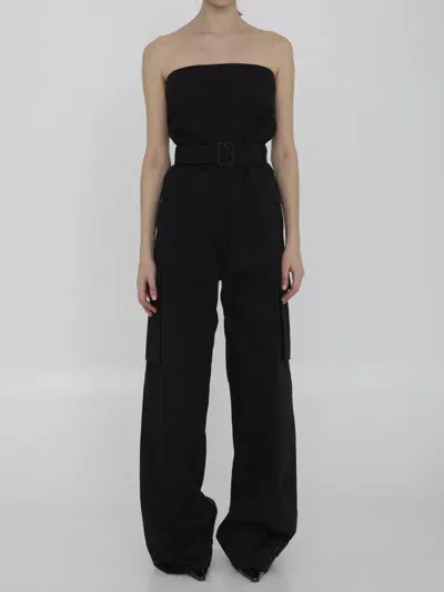 Saint Laurent Cassandre Bustier Jumpsuit In Black