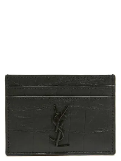 Saint Laurent Cassandre Card Holder In Black