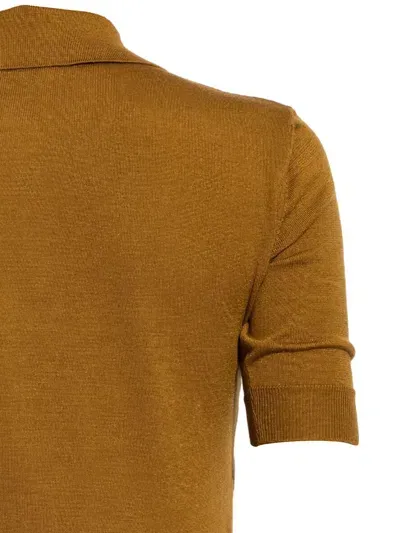 Saint Laurent "cassandre" Cashmere Polo Shirt In Brown