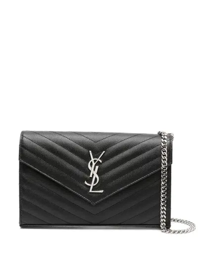 Saint Laurent Cassandre Clutch Bag In Black