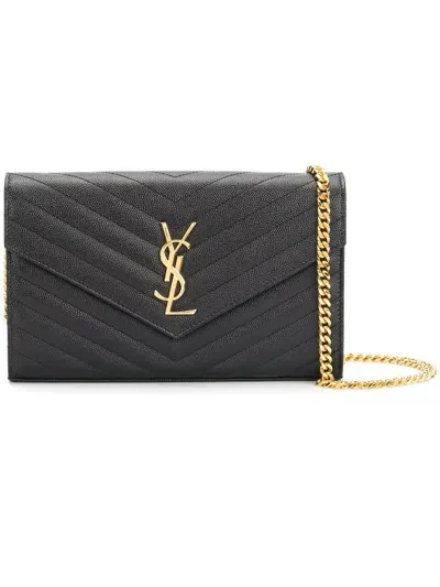 Saint Laurent Cassandre Clutch With Chain Bags In Black