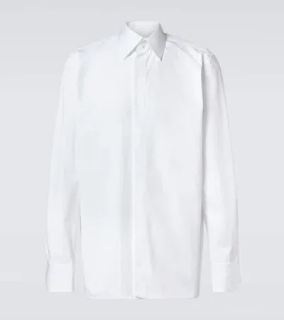 Saint Laurent Cassandre Cotton Poplin Shirt In  Blanc