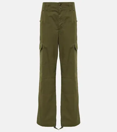 Saint Laurent Cassandre Cotton Twill Cargo Pants In Khaki