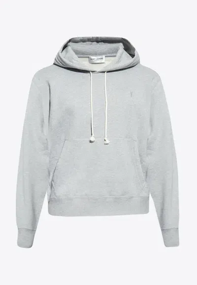 Saint Laurent Cotton Hoodie With Logo In Gray