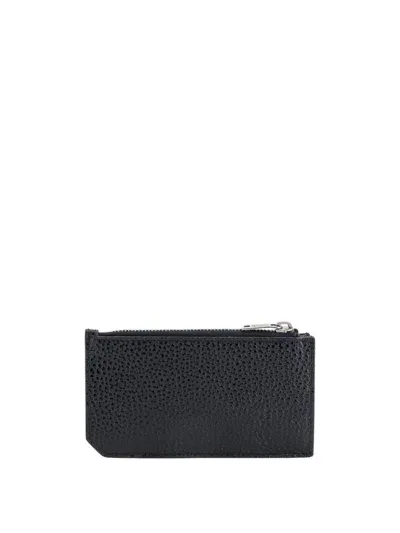 Saint Laurent Tiny Cassandre Leather Card Holder In Black