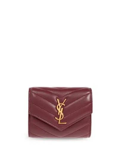 Saint Laurent Cassandre Matelassé Wallet In Red