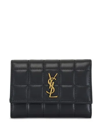 Saint Laurent Cassandre Quilted Wallet In Black