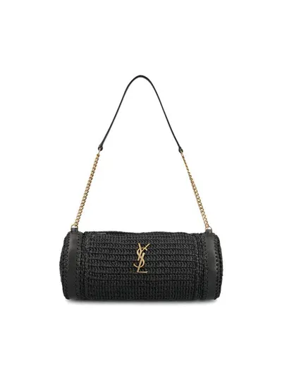 Saint Laurent Cassandre Small Cylindric Bag In Black